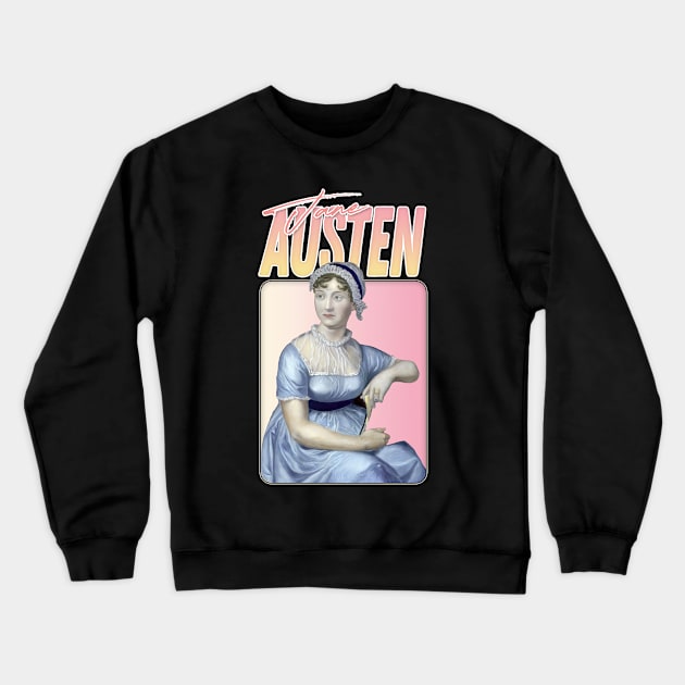 Jane Austen - Retro Aesthetic Fan Design Crewneck Sweatshirt by DankFutura